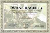 "Duane Hagerty Historic Preservation Award"